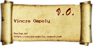 Vincze Ompoly névjegykártya
